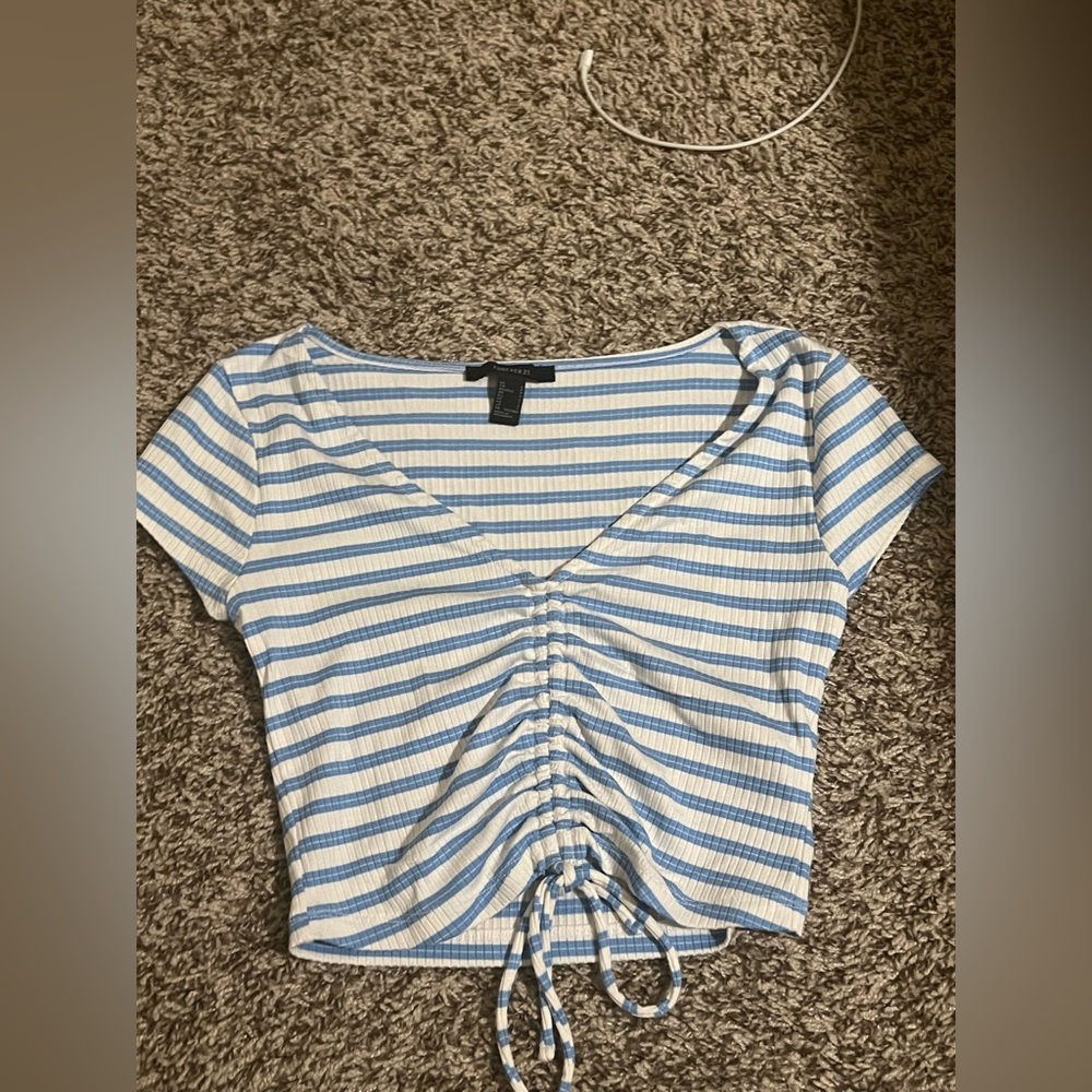 Blue stripped crop top. Small.